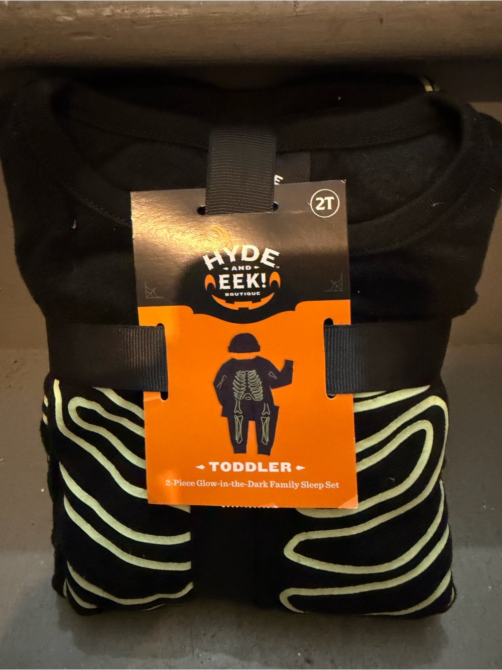 Toddler Black Glow-in-the-Dark Skeleton Pajama Set size 2T, Brand NEW!